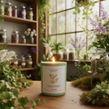 Eeveelution Collection — Green candle lit without lid in botanical greenhouse